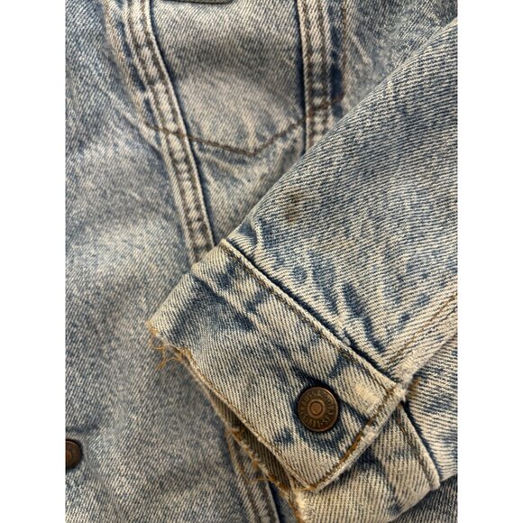 VTG 80's Levi's Denim Jacket Made USA Mens Sz 44 Blue Sherpa Lined Button Front - Picture 7 of 10